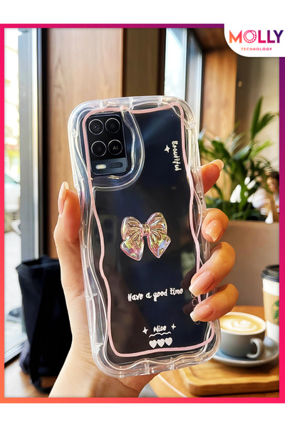 Molly Transparent Wavy 3D Bow Figure Silicone Case for Oppo A54