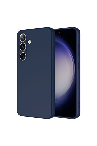 Paladyum Case غطاء سيليكون متوافق مع سامسونج جالاكسي S25 بلون أزرق داكن مخملي...