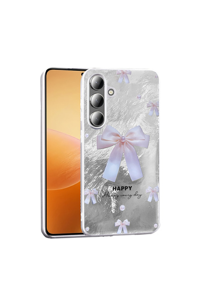 Paladyum Case غطاء سيليكون متوافق مع سامسونج جالاكسي S25 بنمط قوس لؤلؤي