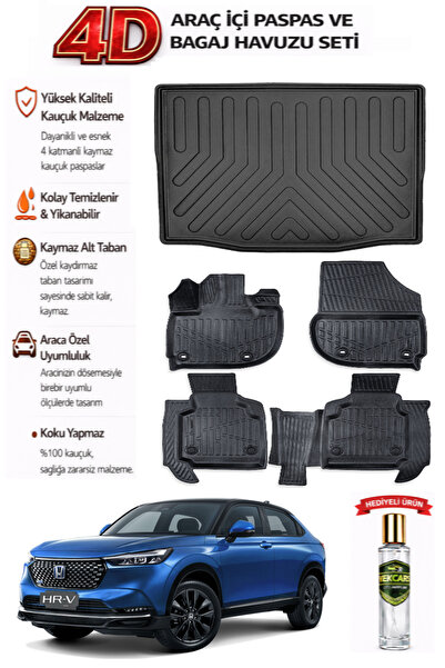 YEKCARS HONDA HRV 2025 MODEL ARACA ÖZEL KOKUSUZ PASPAS TAKIMI + BAGAJ HAVUZU