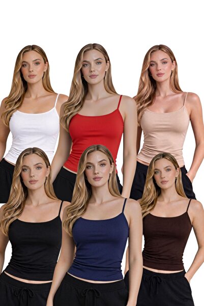 bykombincim Kadın %100 VİSKON İp Askılı 6'lı Atlet Full Likralı