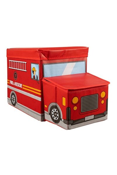 KRUZZEL Foldable Toy Organizer for Kids – Fire Truck Model