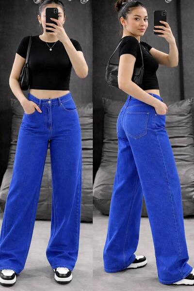 deniva Dark Blue Wide Leg Retro Baggy Jeans