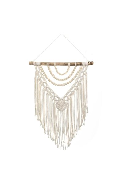 OEM Macrame Wall Decoration Ecru Cotton with Fringes 53x65cm