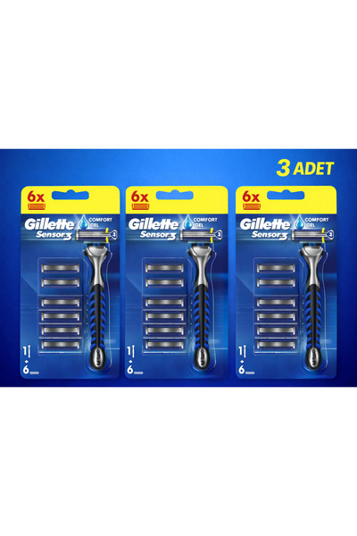 Gillette Sensor 3 – Uzun Ömürlü Konforlu Tıraş Bıçağı 3x6’lı