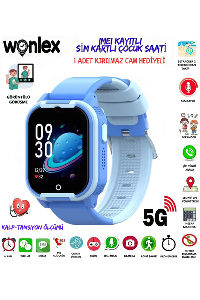 ROXİVA Wonlex Ultra Mini Sim Kartlı 5G Görüntülü Kameralı Akıllı Çocuk Saati ...