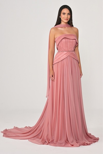 ALFABETA Luxurious chiffon evening dress with shawl - 7269