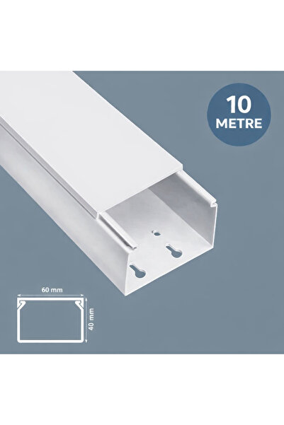 KONDEL AYDINLATMA 60x40 mm Yapışkansız PVC Kablo Kanalı 10 Metre – Beyaz Duva...