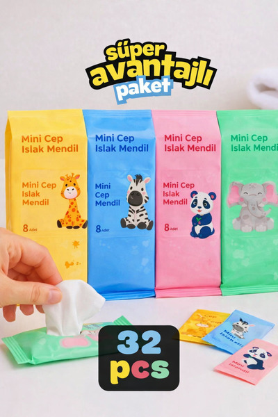 Öz-bal 32’li Paket Mini Islak Mendil Seti 256 Yaprak | Süper Fırsat | Çantalı...