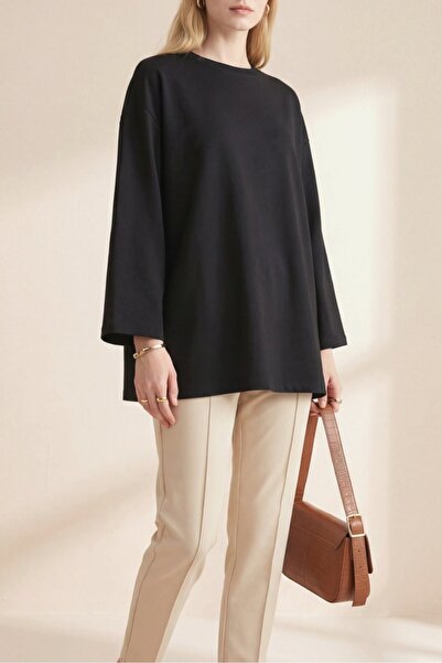 MissRunin Yuvarlak Yaka Salaş Penye Tunik