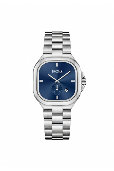 Brosha Brocha silver watch with royal blue accents