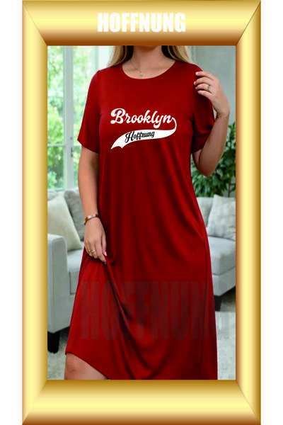 HOFFNUNG Unisex Short Sleeve Round Neck Brooklyn Hoffning Printed Solid Color...