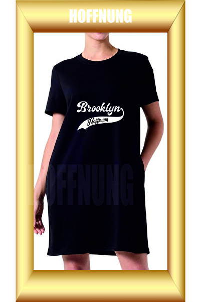 HOFFNUNG Unisex Short Sleeve Round Neck Brooklyn Hoffning Printed Solid Color...