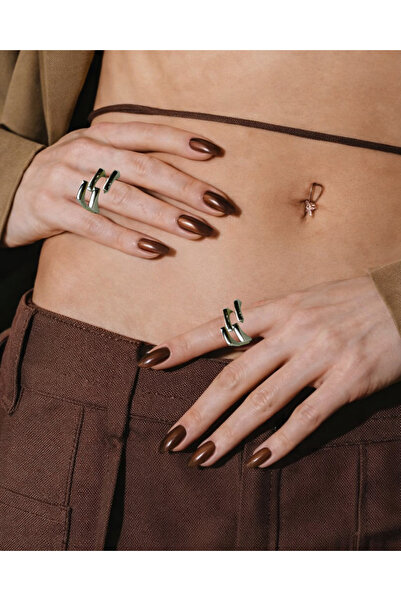 Merishe Jewerly Silver Kafes İç İçe Geçmeli Ayarlanabilir Yüzük