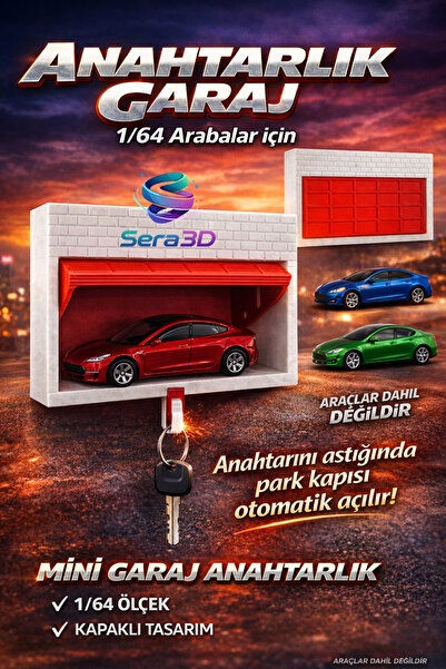 1/64 Ölçek Mini Garaj Anahtarlık – Otomatik Açılan Kapaklı Tasarım
