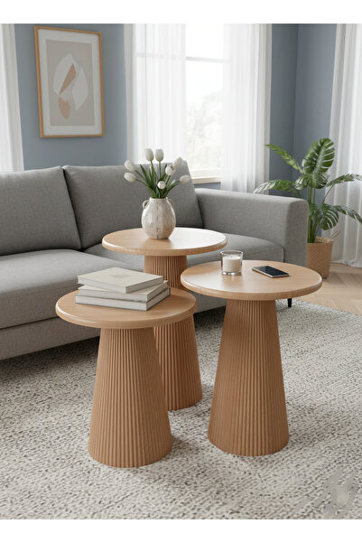 Aura Ways MEŞE 3'lü Mantar Zigon Sehpa / Üçlü Mantar Sehpa