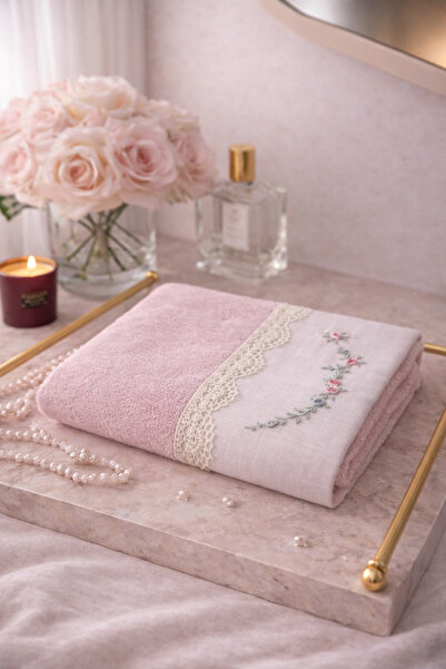 ROKOKO İNCİSİ Rokokolu Ve Dantelli El işi 100 % Bambu 1 Adet 50*90 cm