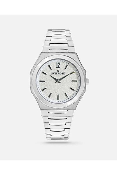 svisrose Men's steel watch in silver and white