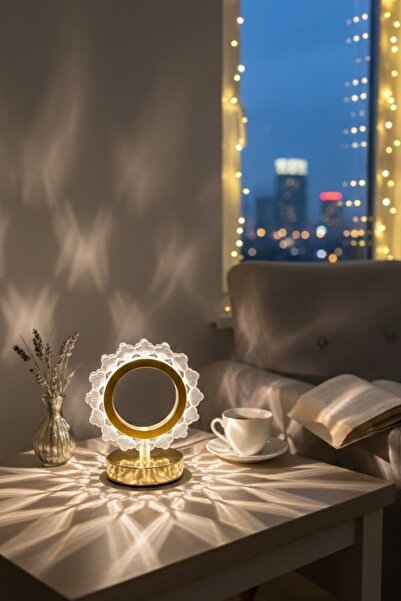 Buffer ® Güneş Şeklinde Kristal LED Masa Lambası – Dokunmatik, 3 Renk Işık Mo...