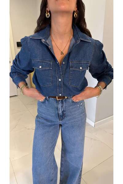 BİRCANÇİL Cămașă din denim Luka Blue cu buzunare duble