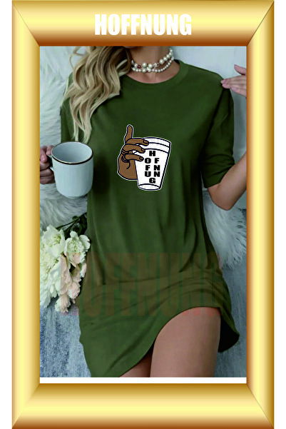 HOFFNUNG Unisex Short Sleeve Round Neck Bardak Printed Solid Color Long Tshirt