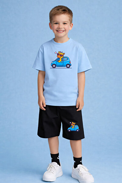 CACTUS COLLECTION Комплект къси панталони и тениска с принт на жираф