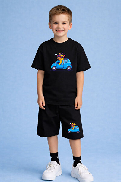 CACTUS COLLECTION SET TRICOU ȘI PANTALONI SCURȚI CU IMPRIMEU GIRAFA