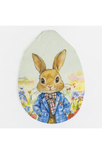 OEM 2-Ply Table Napkins in the Shape of Green Easter Egg & Rabbit 33x32cm - 2...