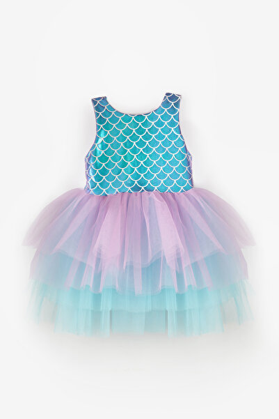 Le Mabelle Lilac Tulle Skirted Mermaid Patterned Baby Girl Dress - Emma