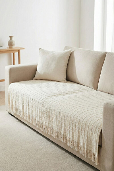 Morlay Покривало за диван от плат Buldan с ресни | Покривало за диван, покрив...