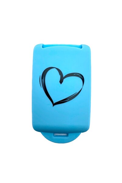 AUTOTOB Keyless key case, heart pattern, Renault/Dacia, light blue