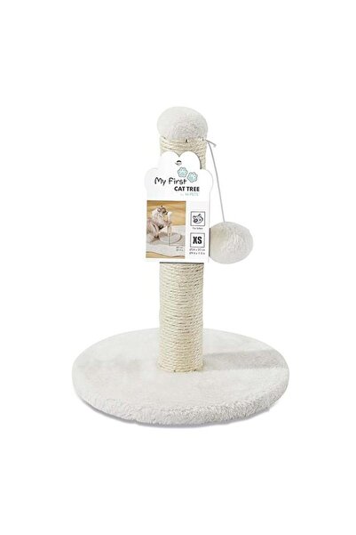M-PETS My First Cat Scratching Post with Pom Poms White