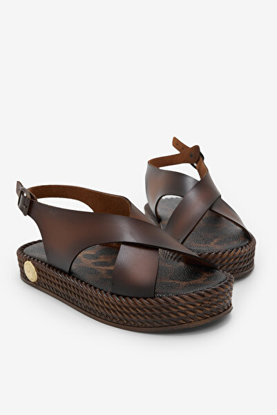 Tonny Black Women's Tan Poly Sole Comfortable Cross-Strap Sandals