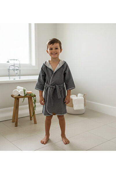 Mujo Baby&Kids 100% Organic Cotton 4-Layer Muslin Children's Bathrobe - Retro...