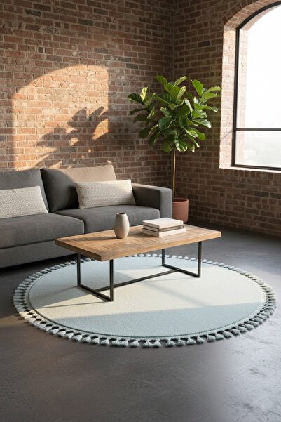 WOOF HOME Comfort Round Pompom Fringed Plush Carpet (Bedroom-Children's Room-...