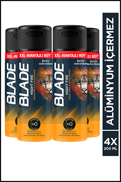 Blade Night Fire Erkek Alüminyumsuz Deodorant 4x200 Ml Leke Bırakmaz