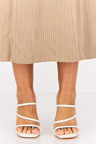 Liliana Women Ambush Square Toe Slip On Sandals, White