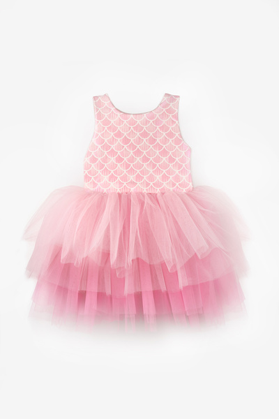 Le Mabelle Pink Tulle Skirted Mermaid Patterned Baby Girl Dress - Emma