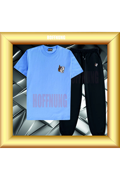 HOFFNUNG Unisex Casual Short Sleeve Set with Bardak Hoffning Print Outdoor Sp...