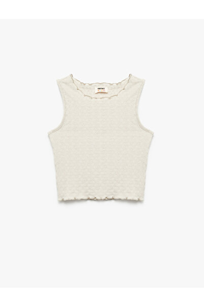 Koton Textured Sleeveless Crew Neck Crop Tank Top