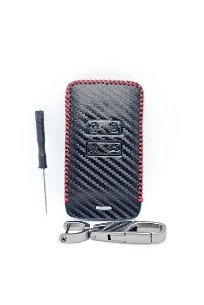 AUTOTOB Husa cheie piele ecologica Renault/Dacia, negru carbon