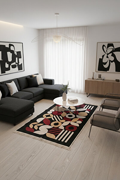 Lorvian Noletti Modern Bohem Desenli Makinede Yıkanabilir Çift Taraflı Günlük...