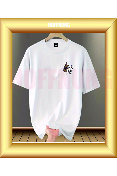 HOFFNUNG Unisex Short Sleeve Round Neck Bardak Hoffning Printed Solid Color t...