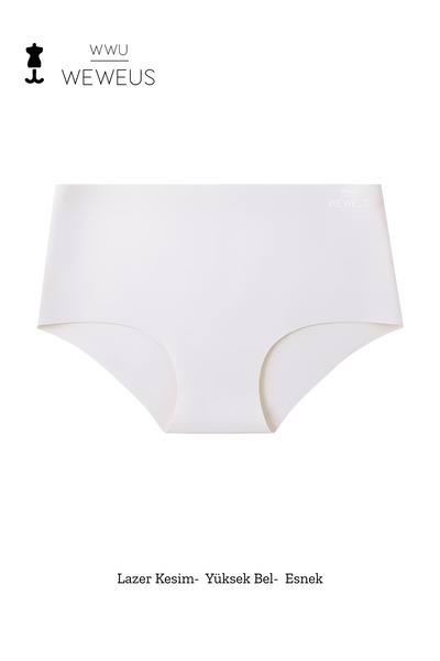 Weweus Off-White Laser Cut Seamless High Waist Panties Stk08