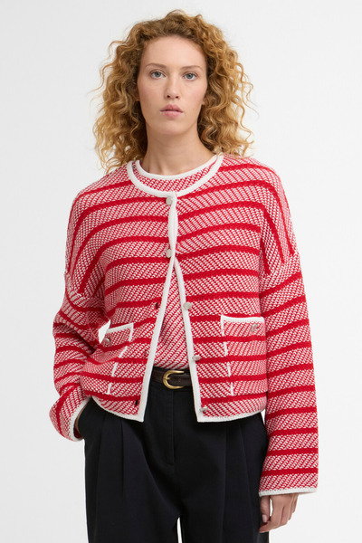 Barbour Polly Knitted Hırka RE16 Poppy Red Stripe
