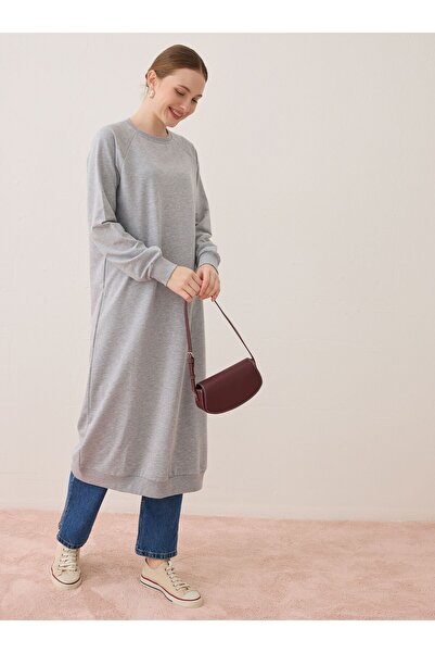 Benin Hanorac lung cu guler rotund - Gri melange -