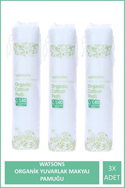 Watsons Organik Yuvarlak Makyaj Pamuğu 100 Adet X3 Adet