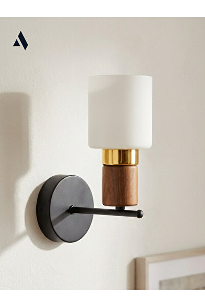 Alldesco Modern Glass Wall Sconce Elyra – Decorative Lighting with Gold & Woo...