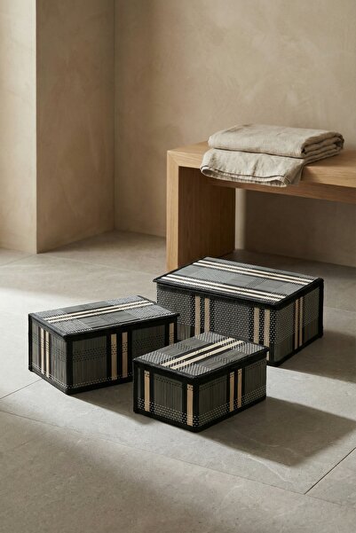 ACAR Nordic 3-Piece Bamboo Basket Set with Lid