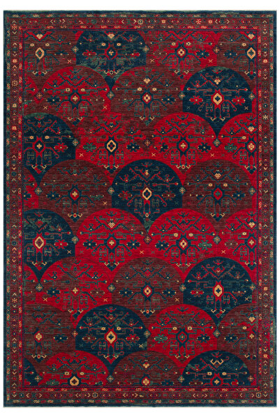 Cool Halı Mardin Kırmızı Etnik Desenli Zamansız Vintage Yün El Dokuma 4 Mevsi...